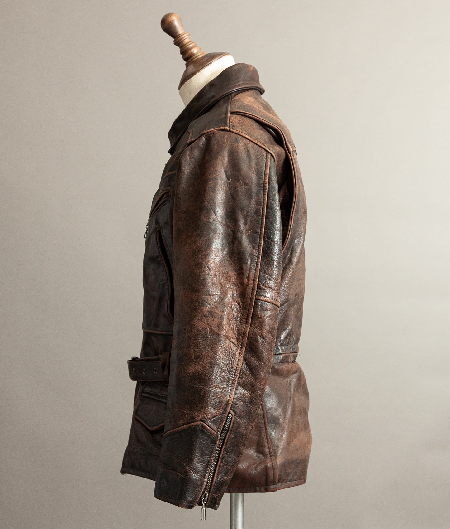 Vintage 1980s Redskins Motors Buffalo Hide Leather Motorcycle Jacket
