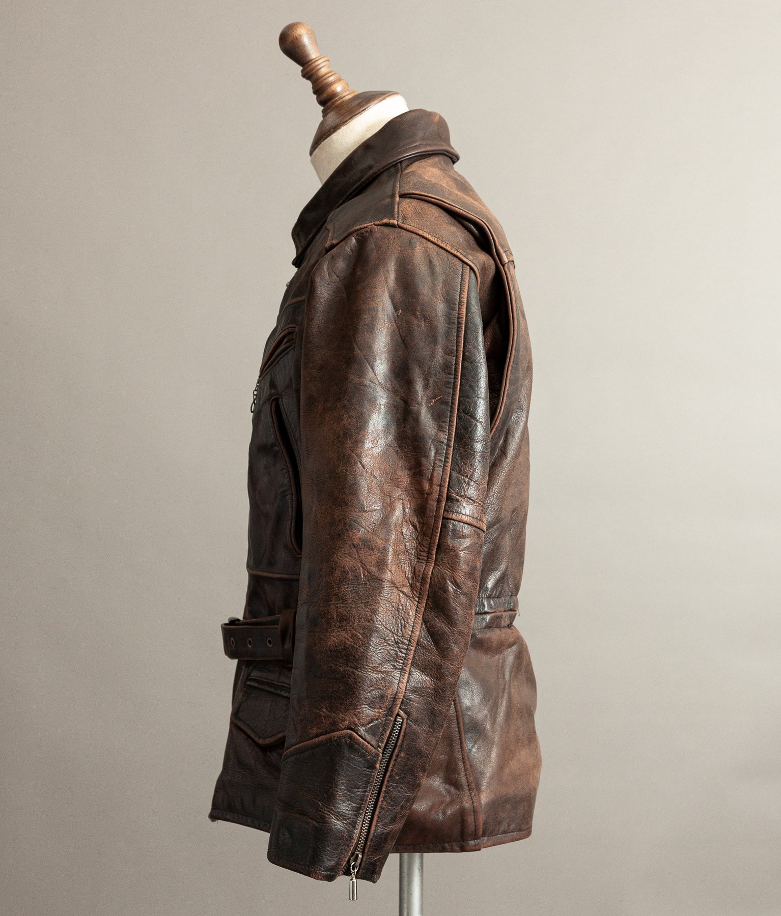 Vintage 1980s Redskins Motors Buffalo Hide Leather Motorcycle Jacket