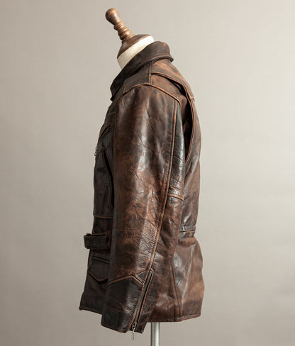 Vintage 1980s Redskins Motors Buffalo Hide Leather Motorcycle Jacket