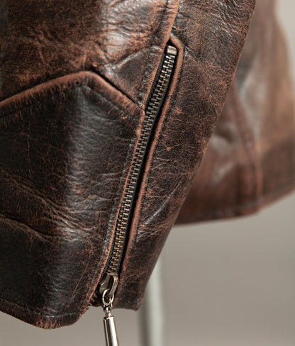 Vintage 1980s Redskins Motors Buffalo Hide Leather Motorcycle Jacket