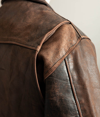 Vintage 1980s Redskins Motors Buffalo Hide Leather Motorcycle Jacket