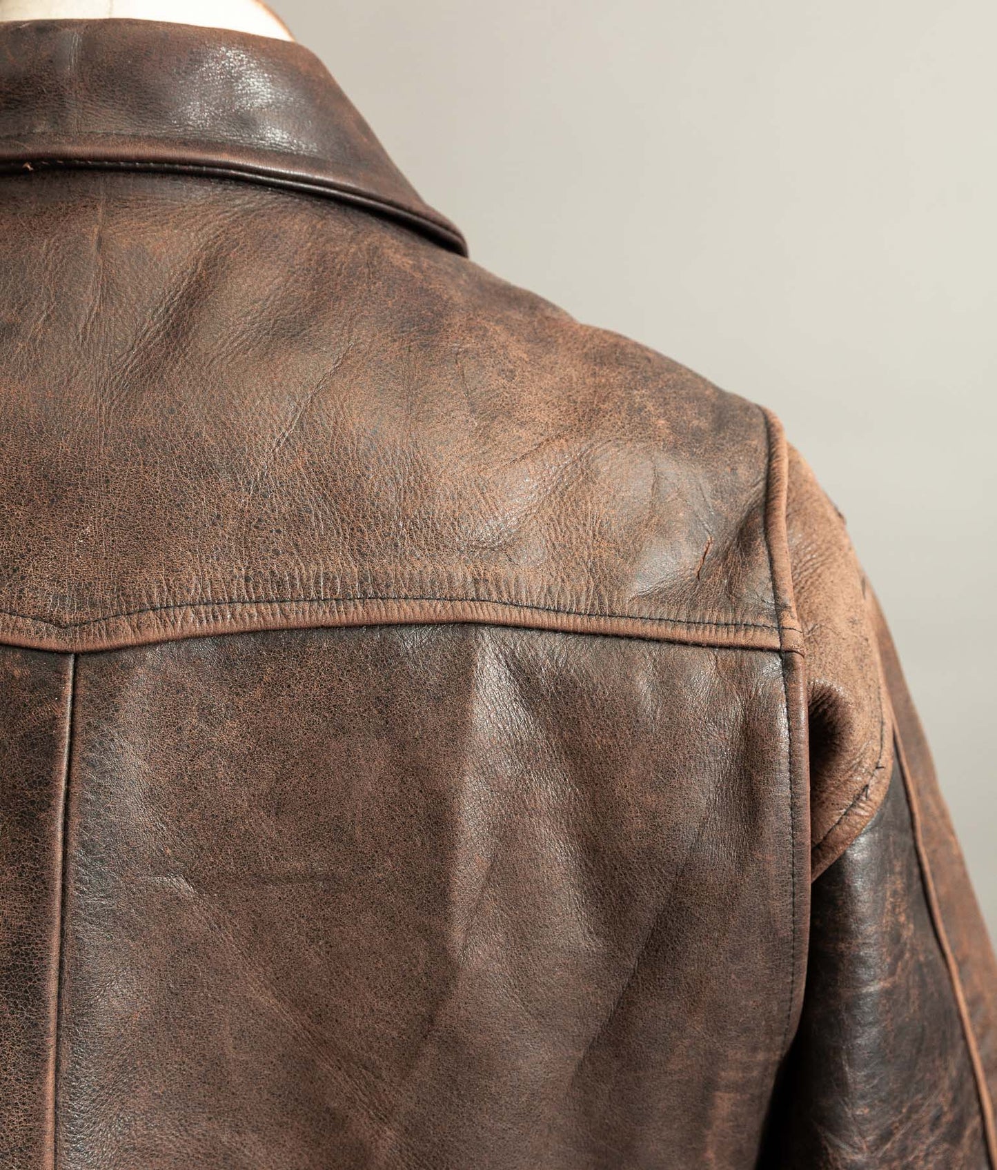 Vintage 1980s Redskins Motors Buffalo Hide Leather Motorcycle Jacket