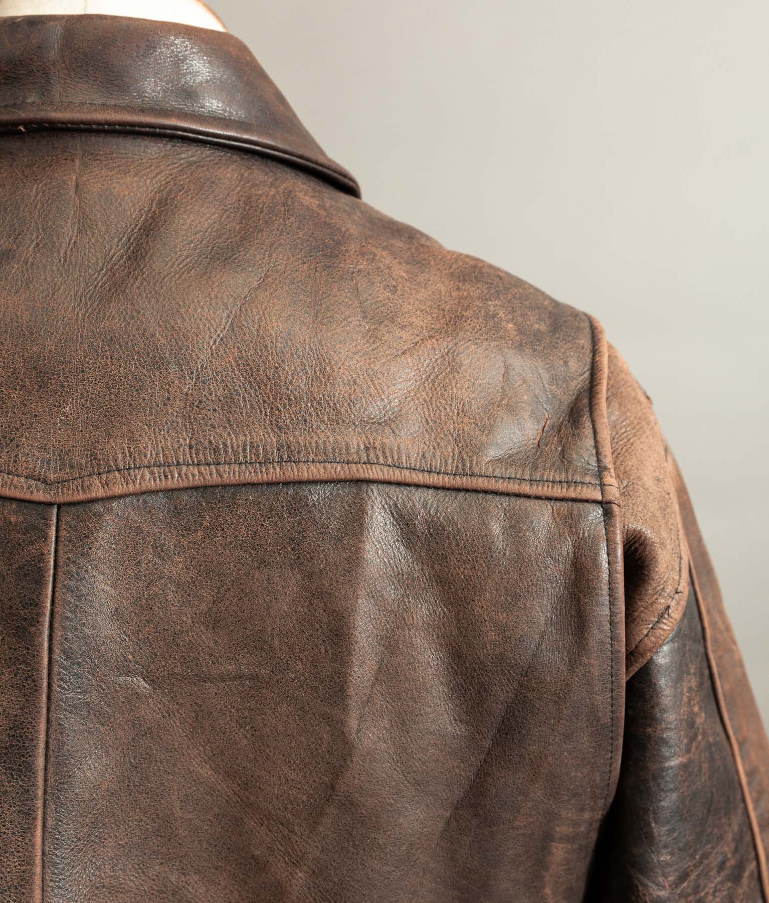 Vintage 1980s Redskins Motors Buffalo Hide Leather Motorcycle Jacket