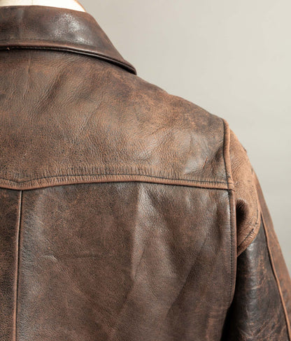 Vintage 1980s Redskins Motors Buffalo Hide Leather Motorcycle Jacket