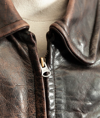 Vintage 1980s Redskins Motors Buffalo Hide Leather Motorcycle Jacket