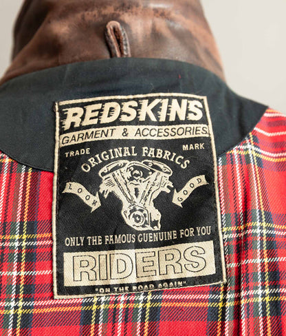 Vintage 1980s Redskins Motors Buffalo Hide Leather Motorcycle Jacket