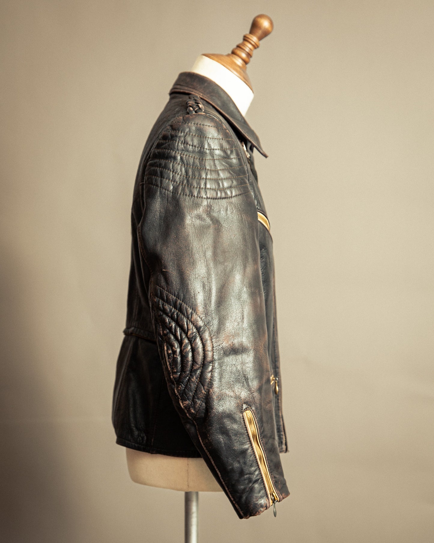 Vintage 1940s German Leather Motorcycle Jacket Small (38-40)
