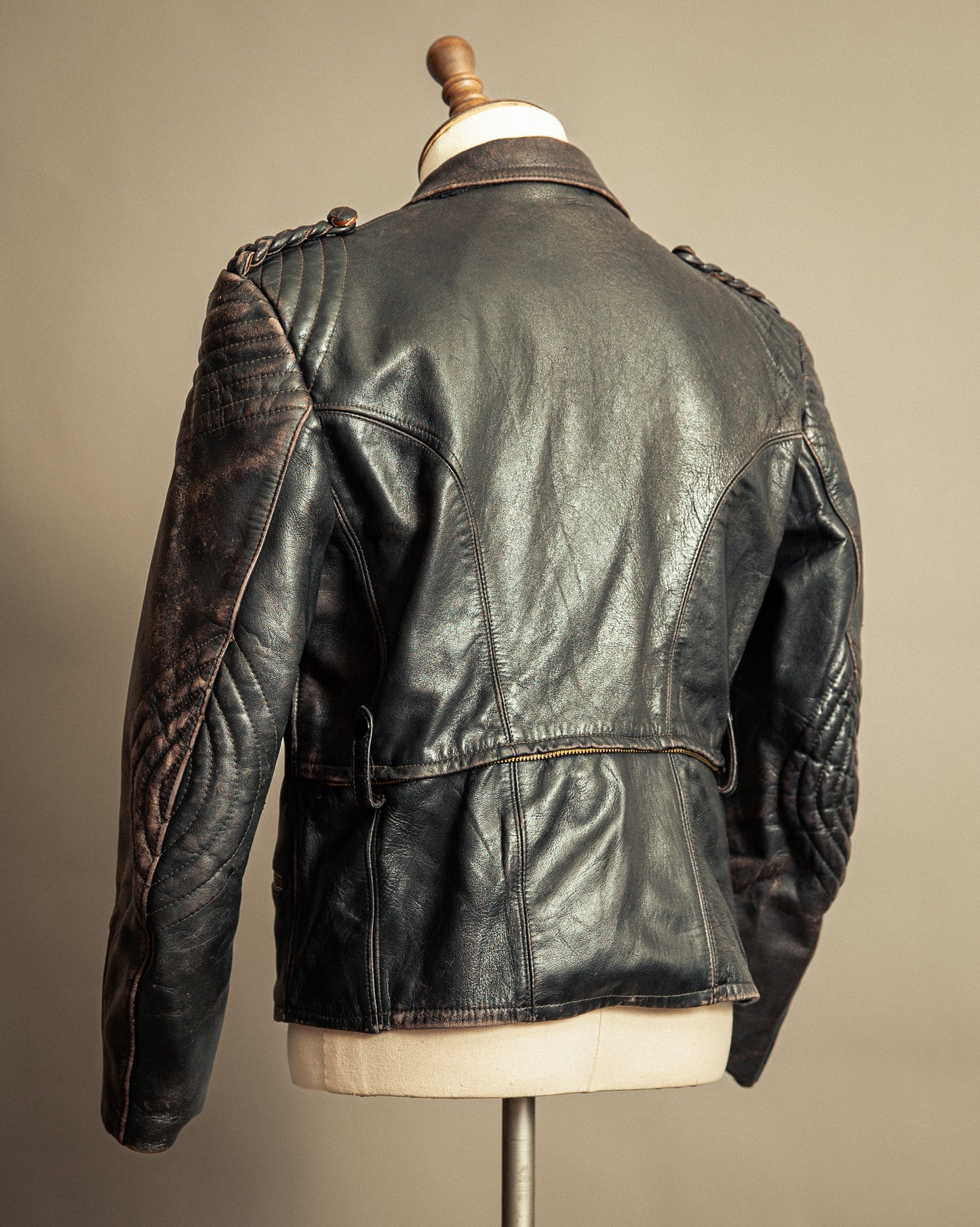 Vintage 1940s German Leather Motorcycle Jacket Small (38-40)