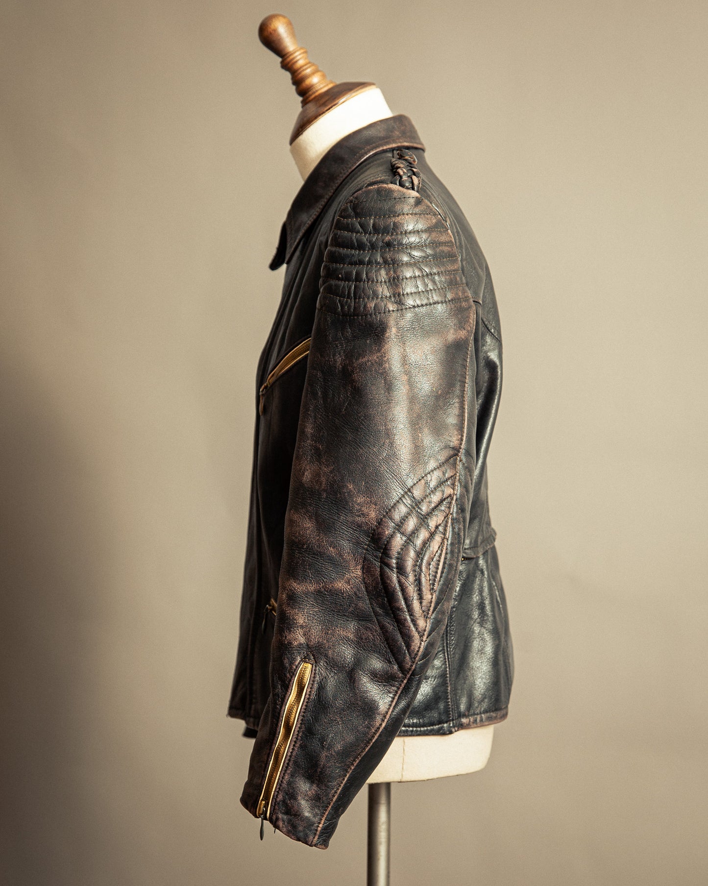 Vintage 1940s German Leather Motorcycle Jacket Small (38-40)