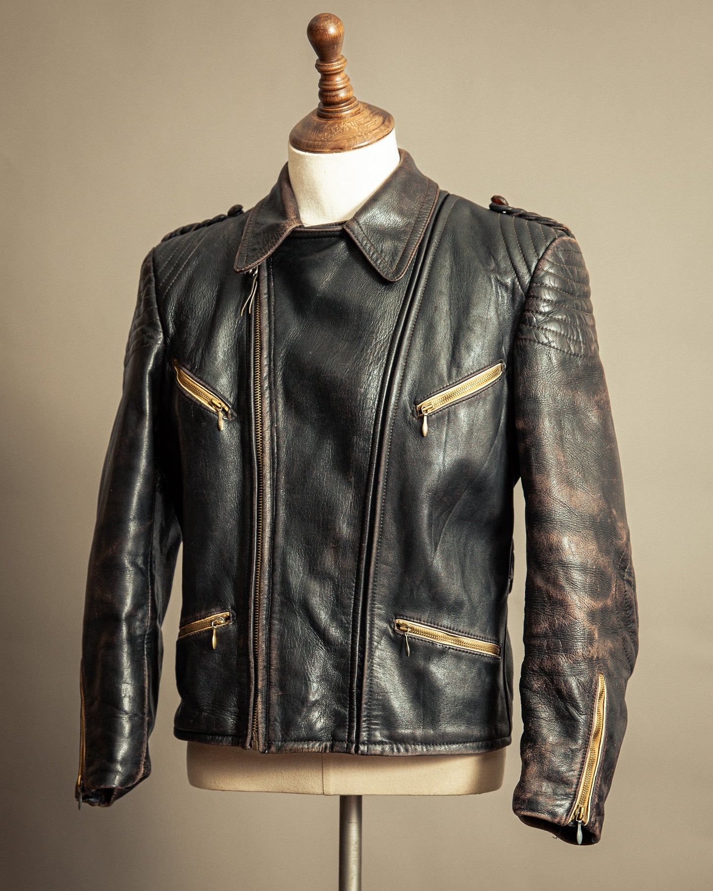 Vintage 1940s German Leather Motorcycle Jacket Small (38-40)