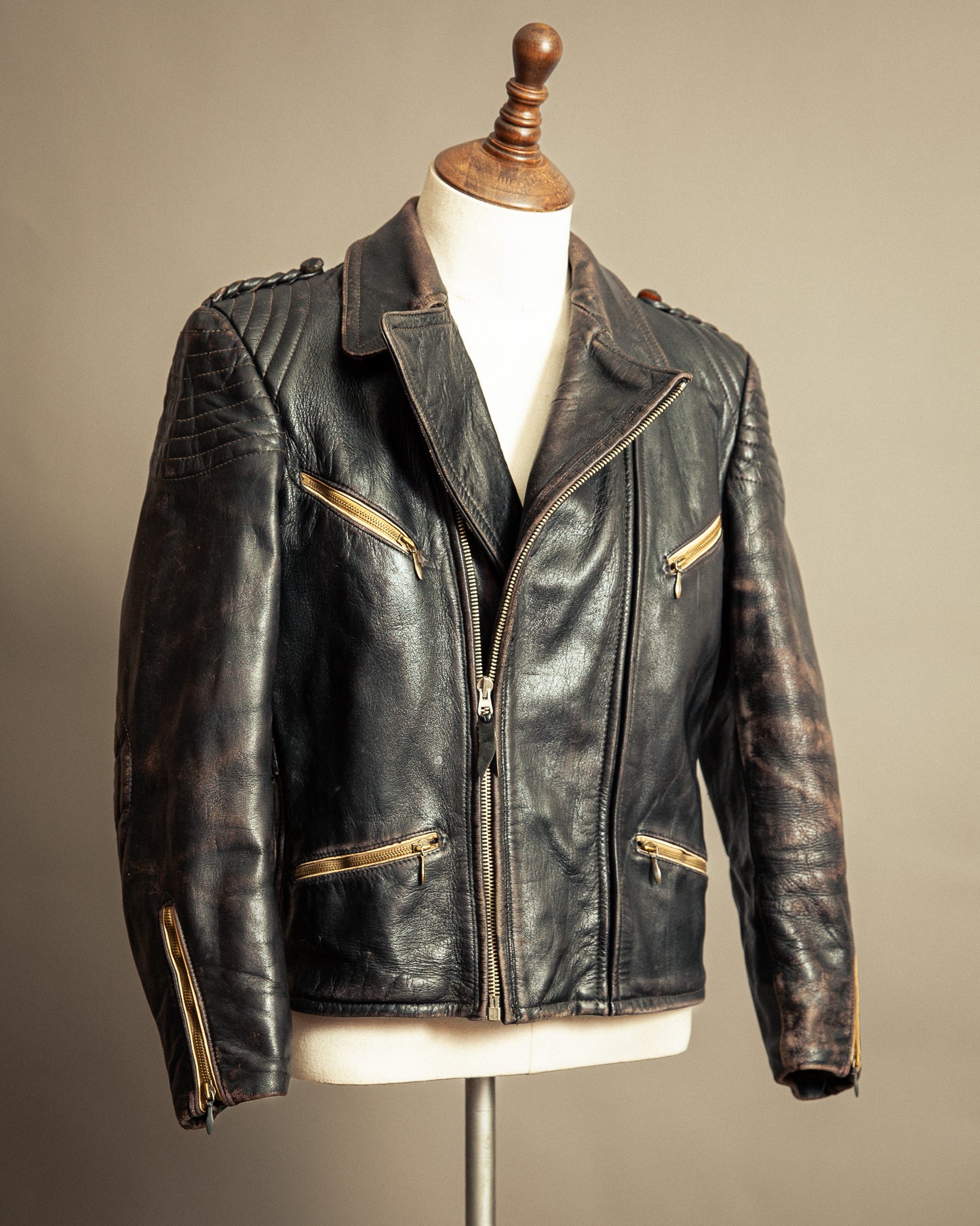 Vintage 1940s German Leather Motorcycle Jacket Small (38-40)