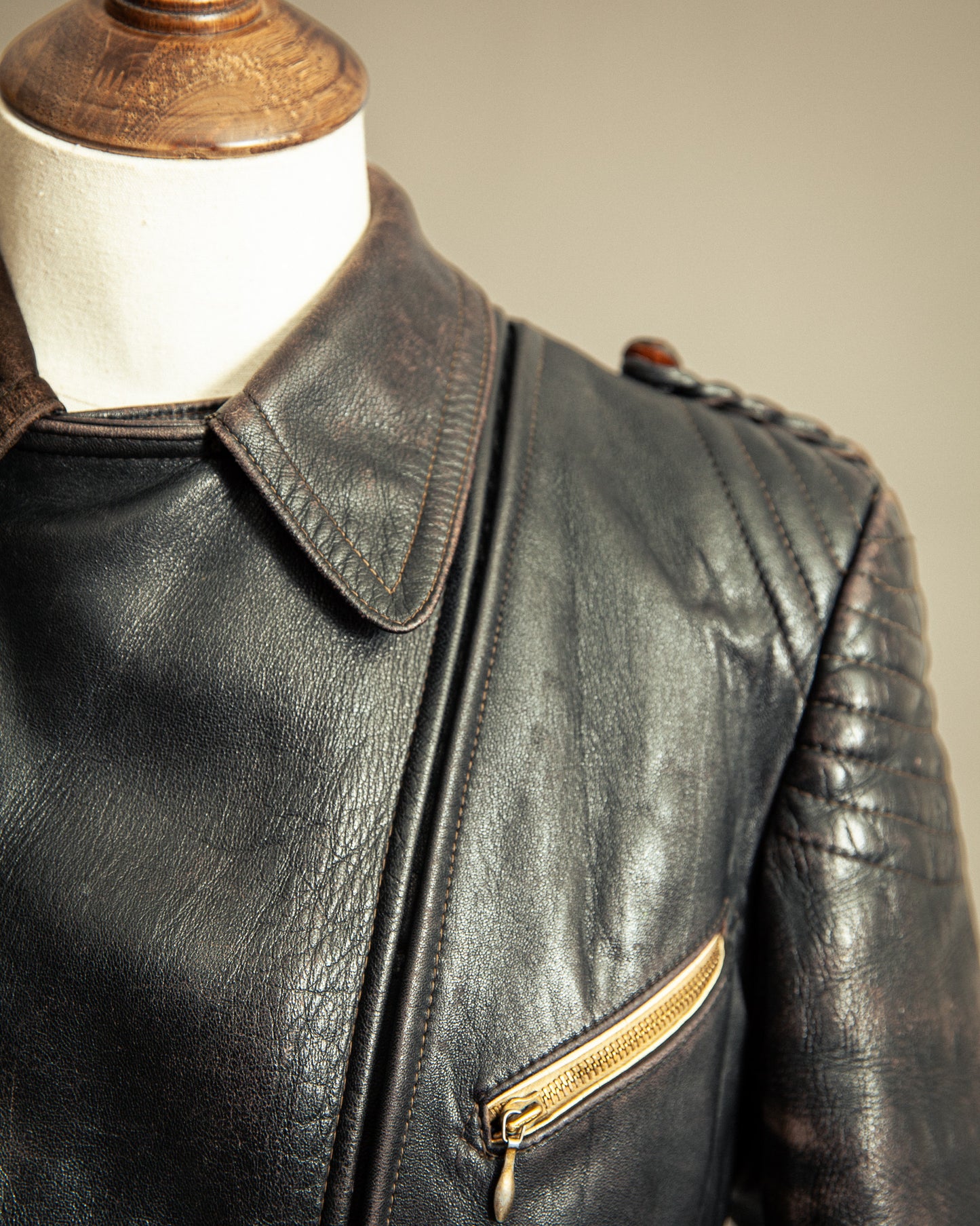 Vintage 1940s German Leather Motorcycle Jacket Small (38-40)