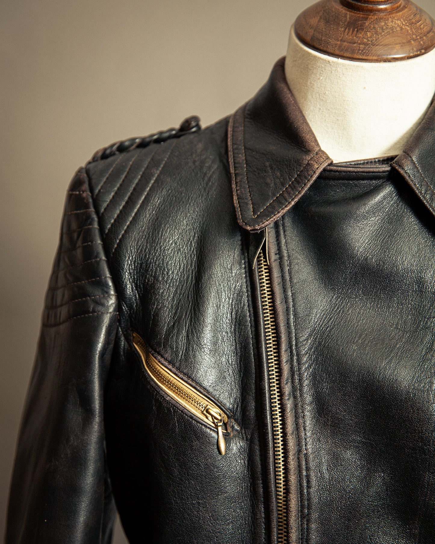 Vintage 1940s German Leather Motorcycle Jacket Small (38-40)