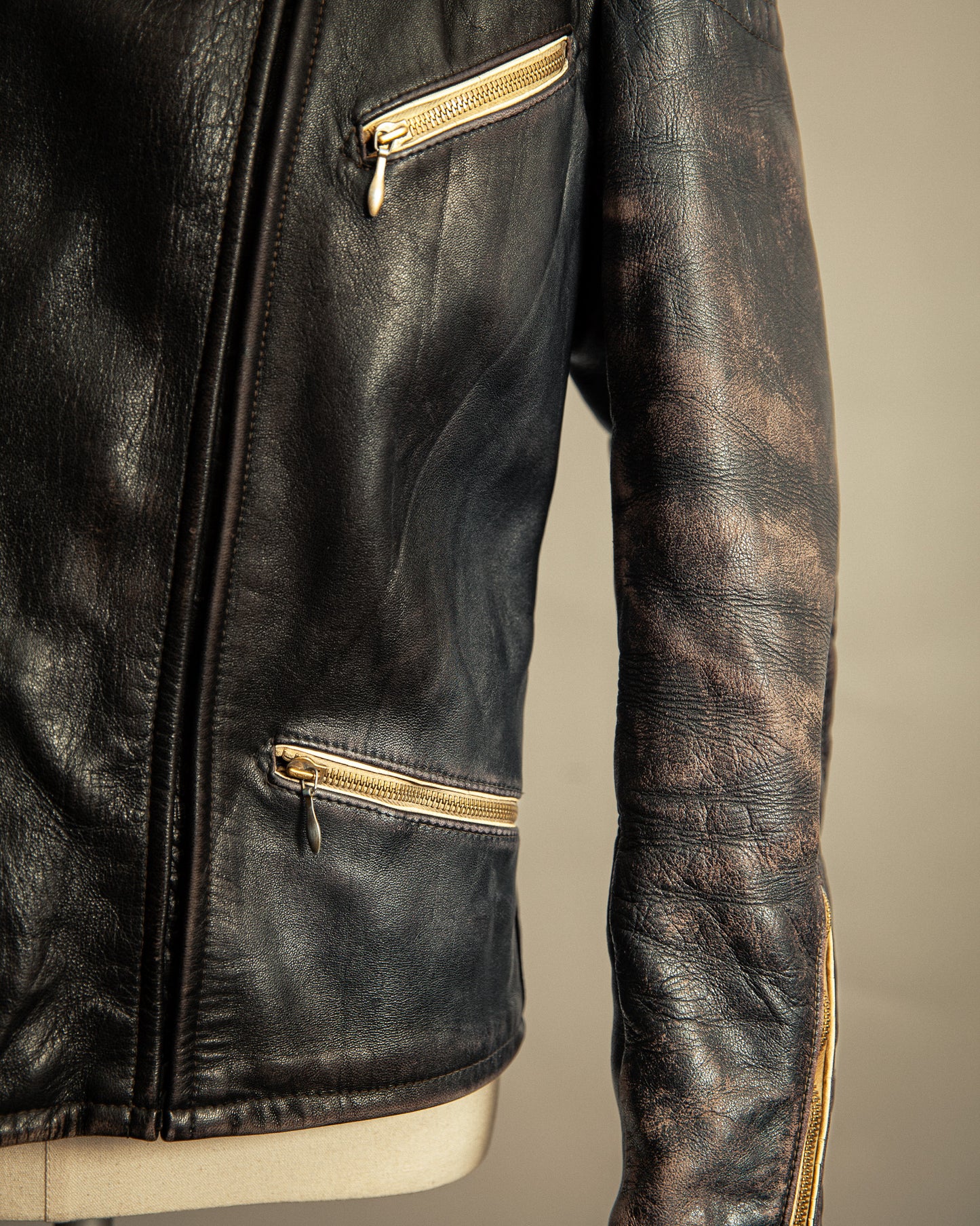 Vintage 1940s German Leather Motorcycle Jacket Small (38-40)