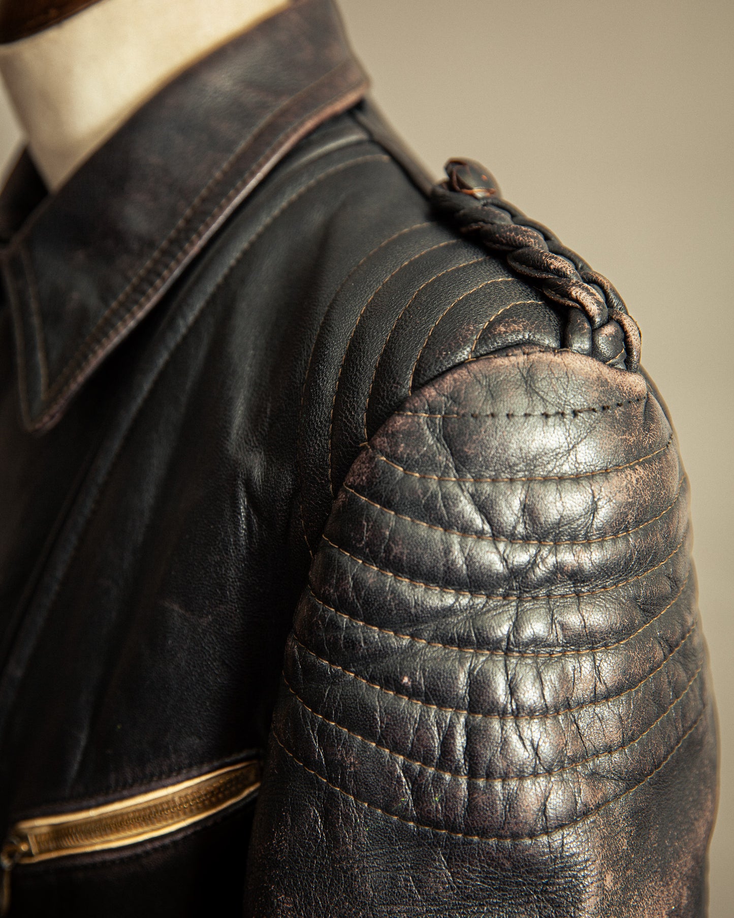 Vintage 1940s German Leather Motorcycle Jacket Small (38-40)