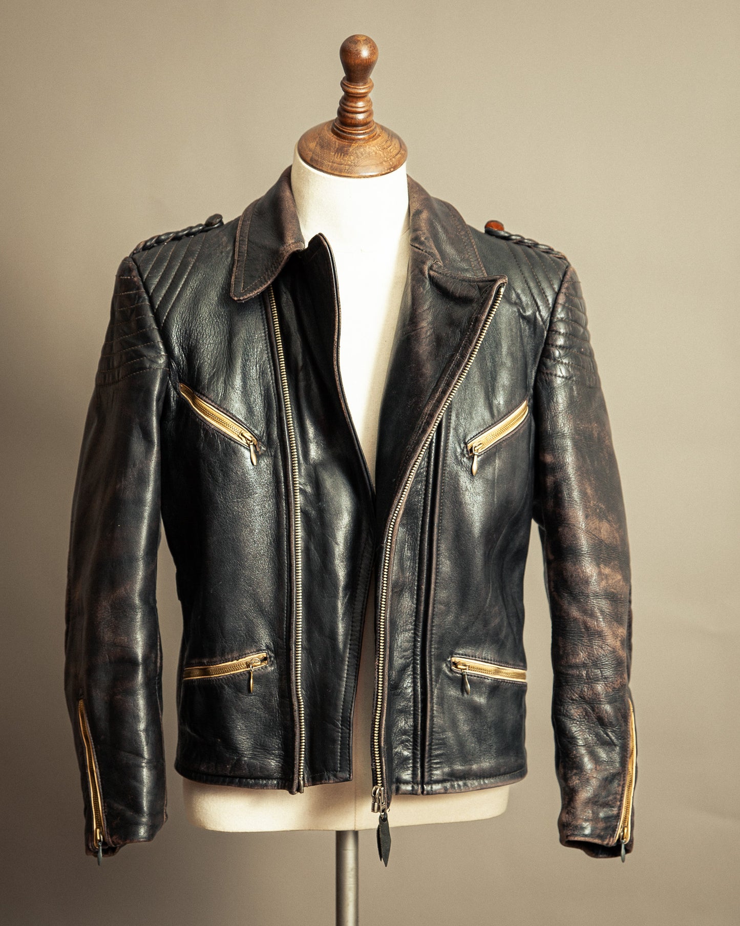 Vintage 1940s German Leather Motorcycle Jacket Small (38-40)