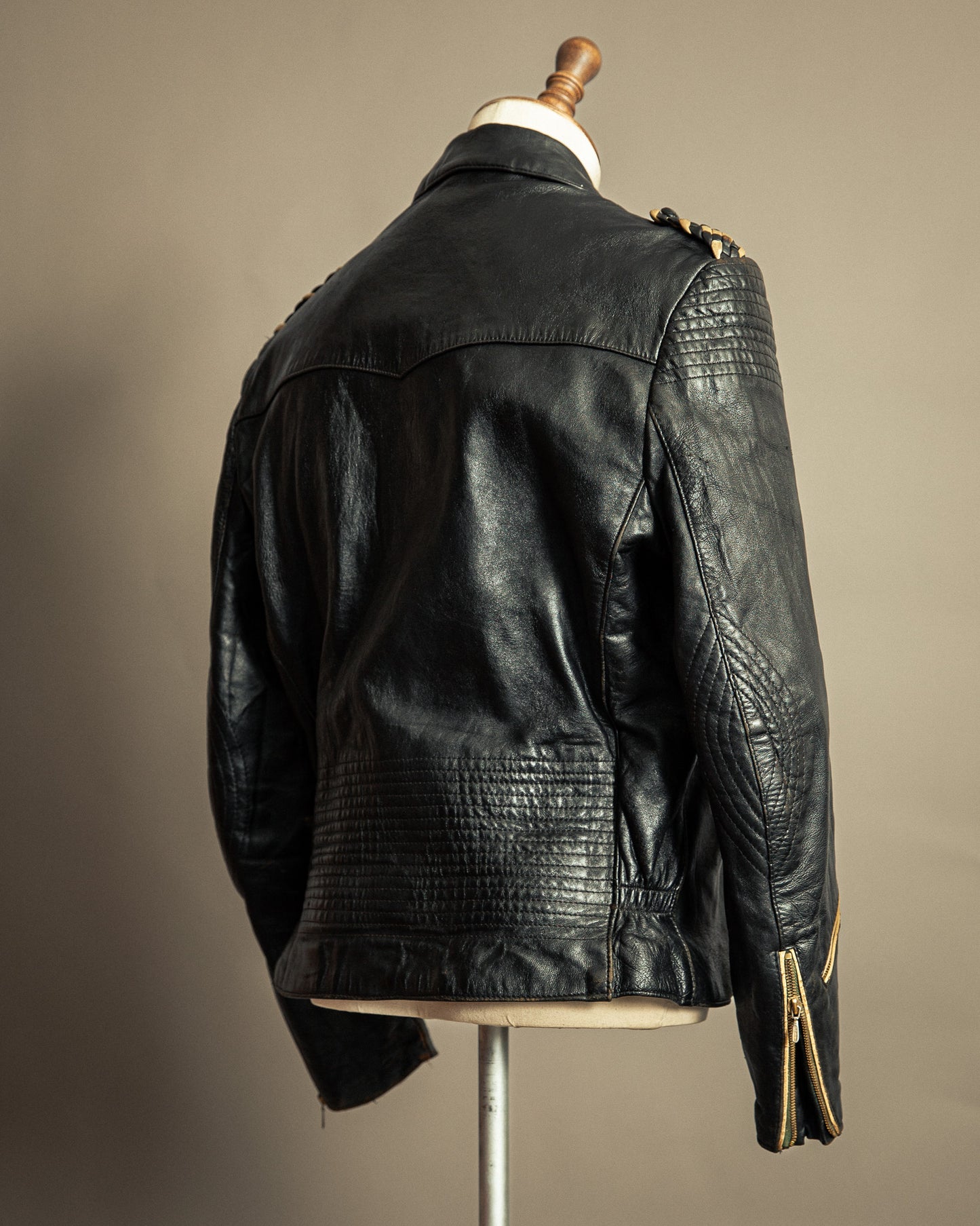 Vintage 1950s German Leather Motorcycle Jacket Large (44)