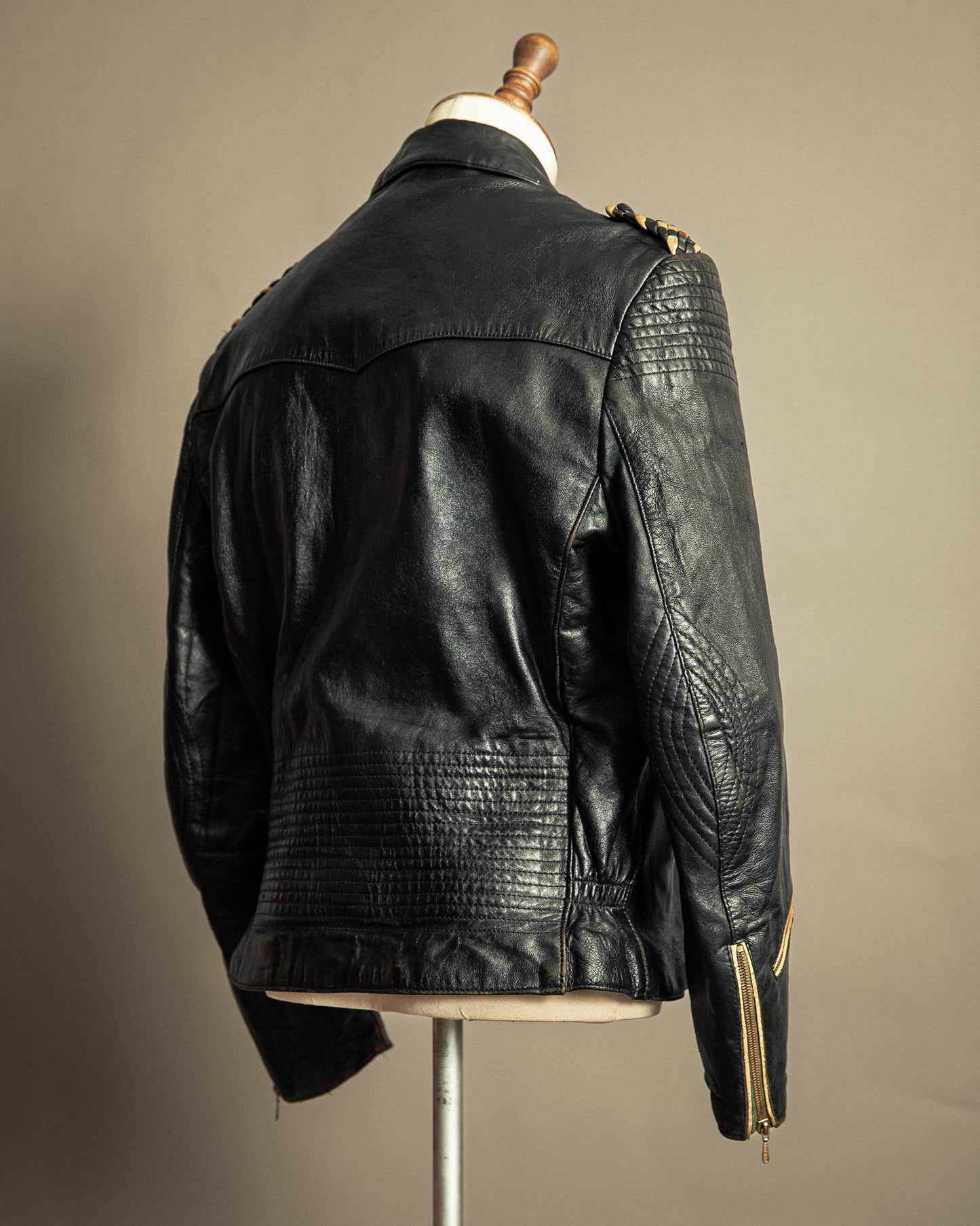 Vintage 1950s German Leather Motorcycle Jacket Large (44)