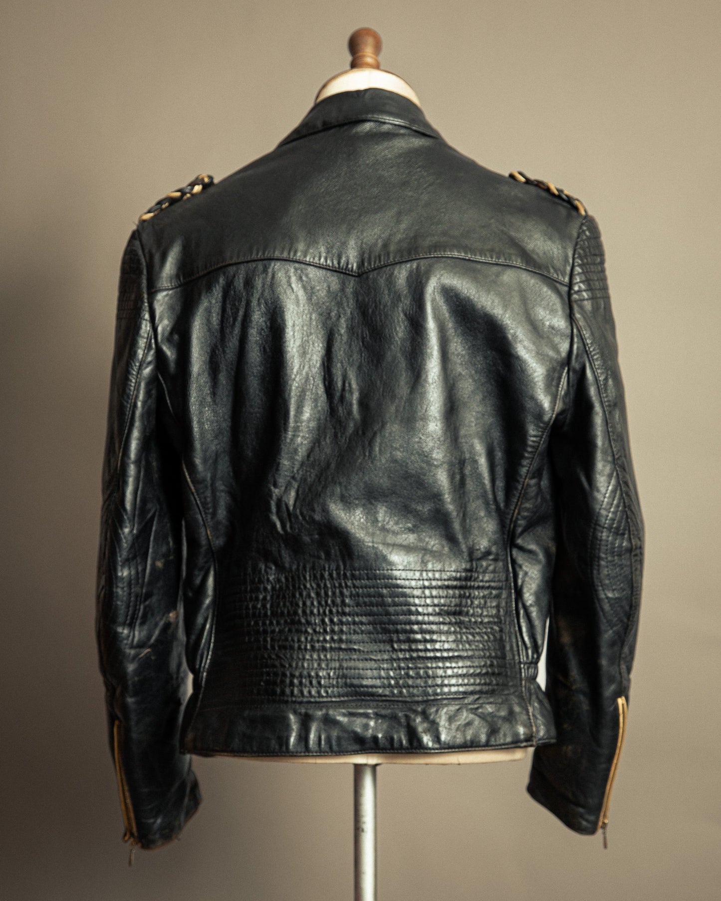 Vintage 1950s German Leather Motorcycle Jacket Large (44)