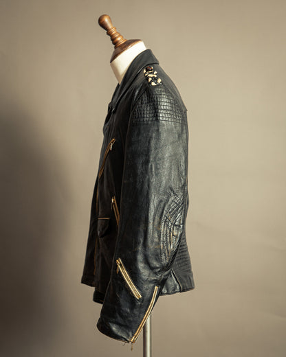 Vintage 1950s German Leather Motorcycle Jacket Large (44)