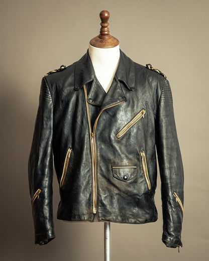 Vintage 1950s German Leather Motorcycle Jacket Large (44)