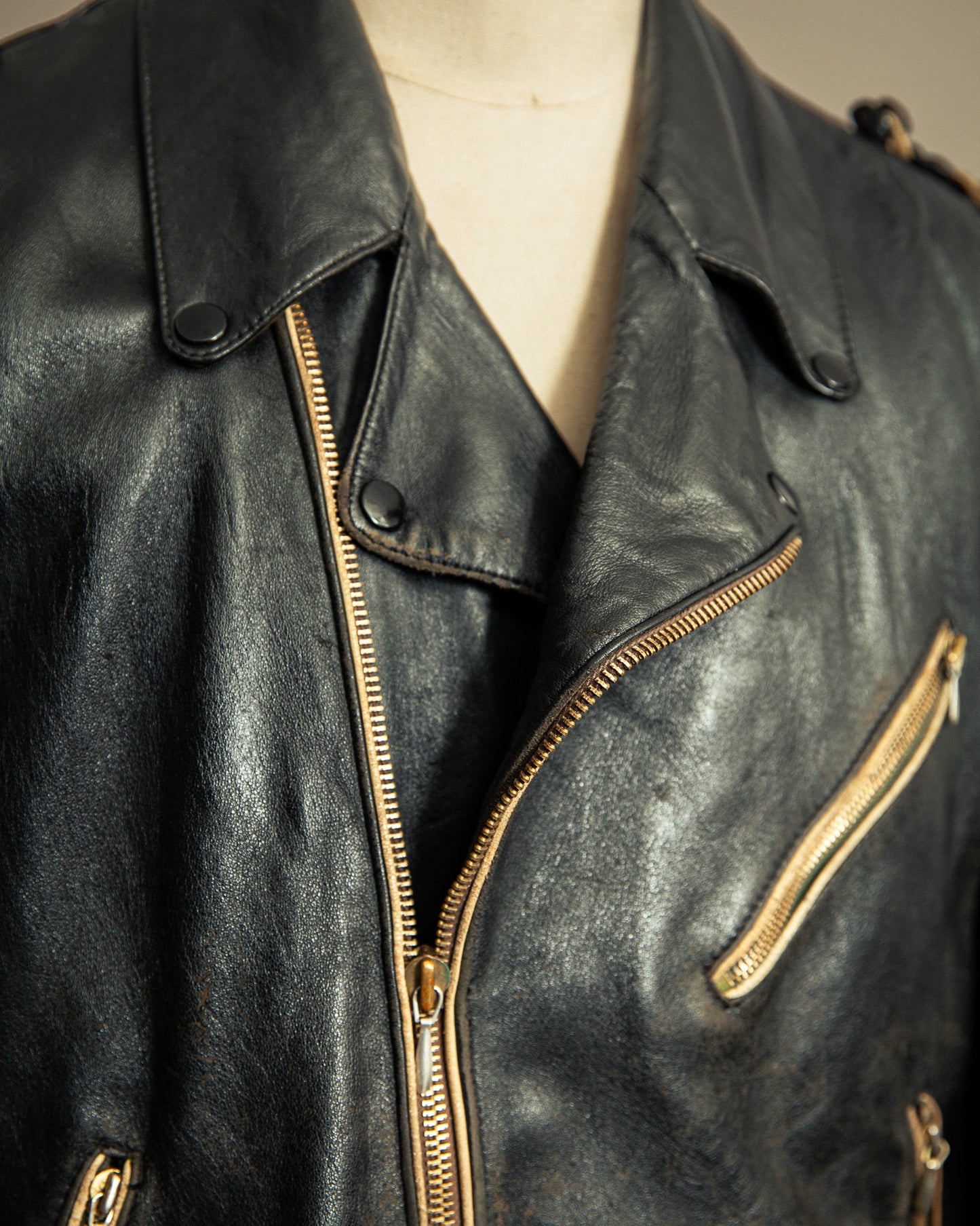 Vintage 1950s German Leather Motorcycle Jacket Large (44)