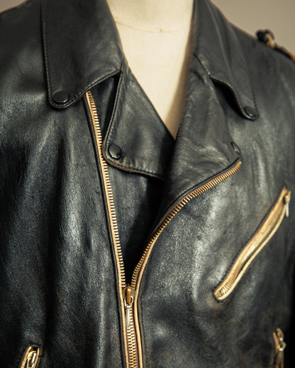 Vintage 1950s German Leather Motorcycle Jacket Large (44)