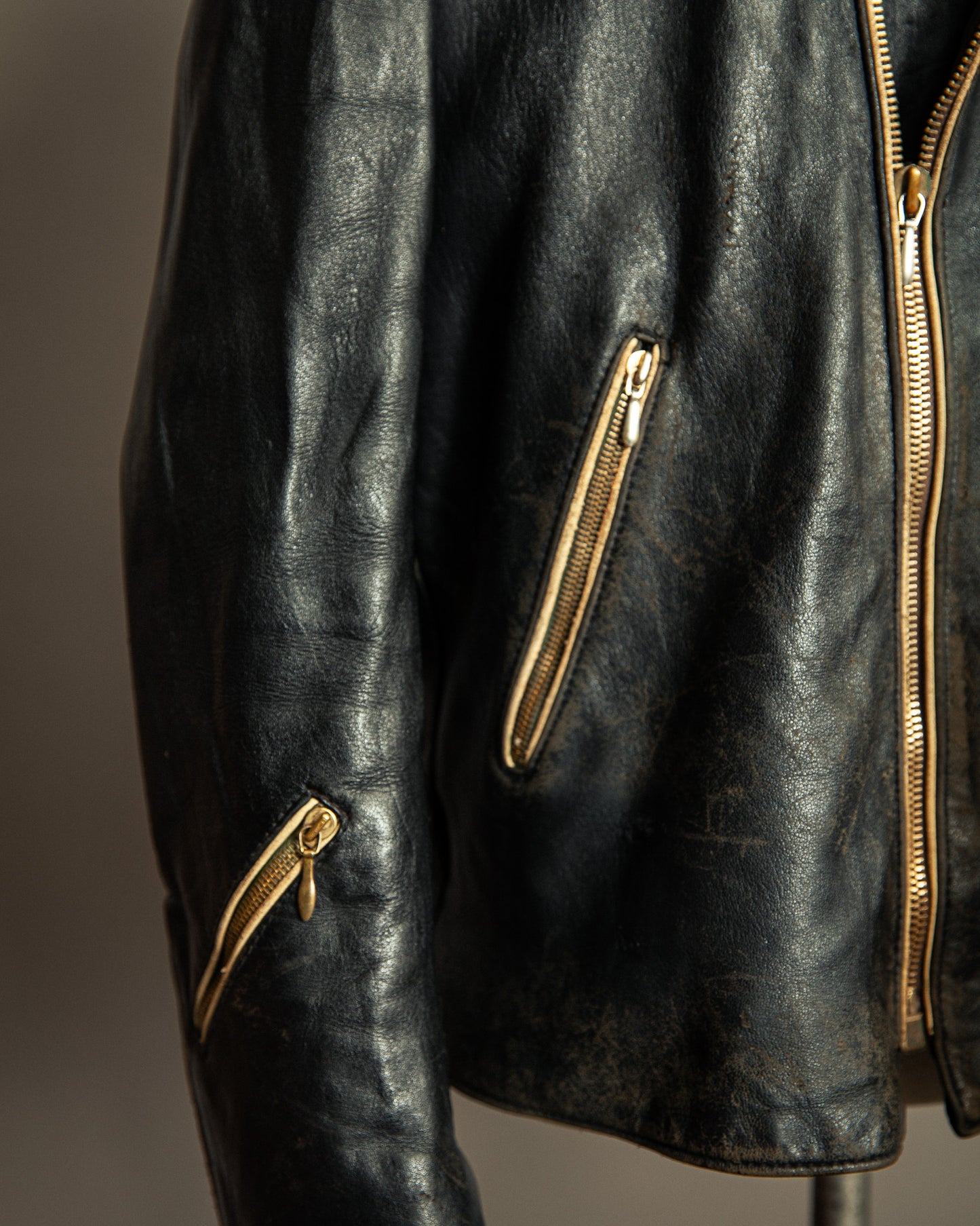 Vintage 1950s German Leather Motorcycle Jacket Large (44)