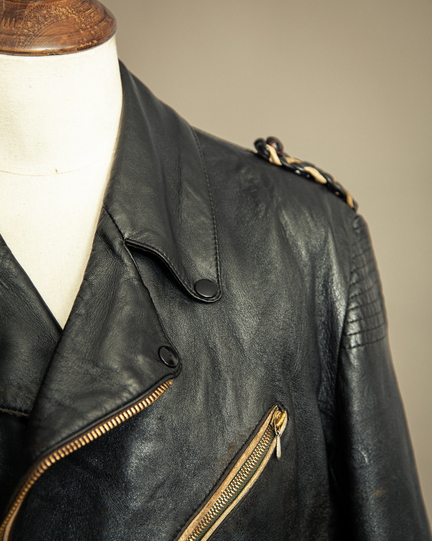 Vintage 1950s German Leather Motorcycle Jacket Large (44)