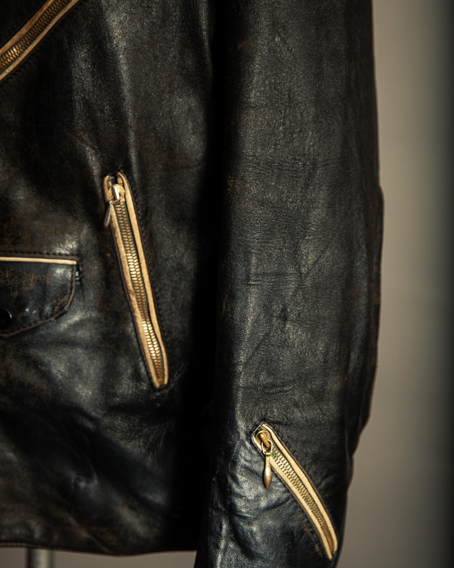 Vintage 1950s German Leather Motorcycle Jacket Large (44)