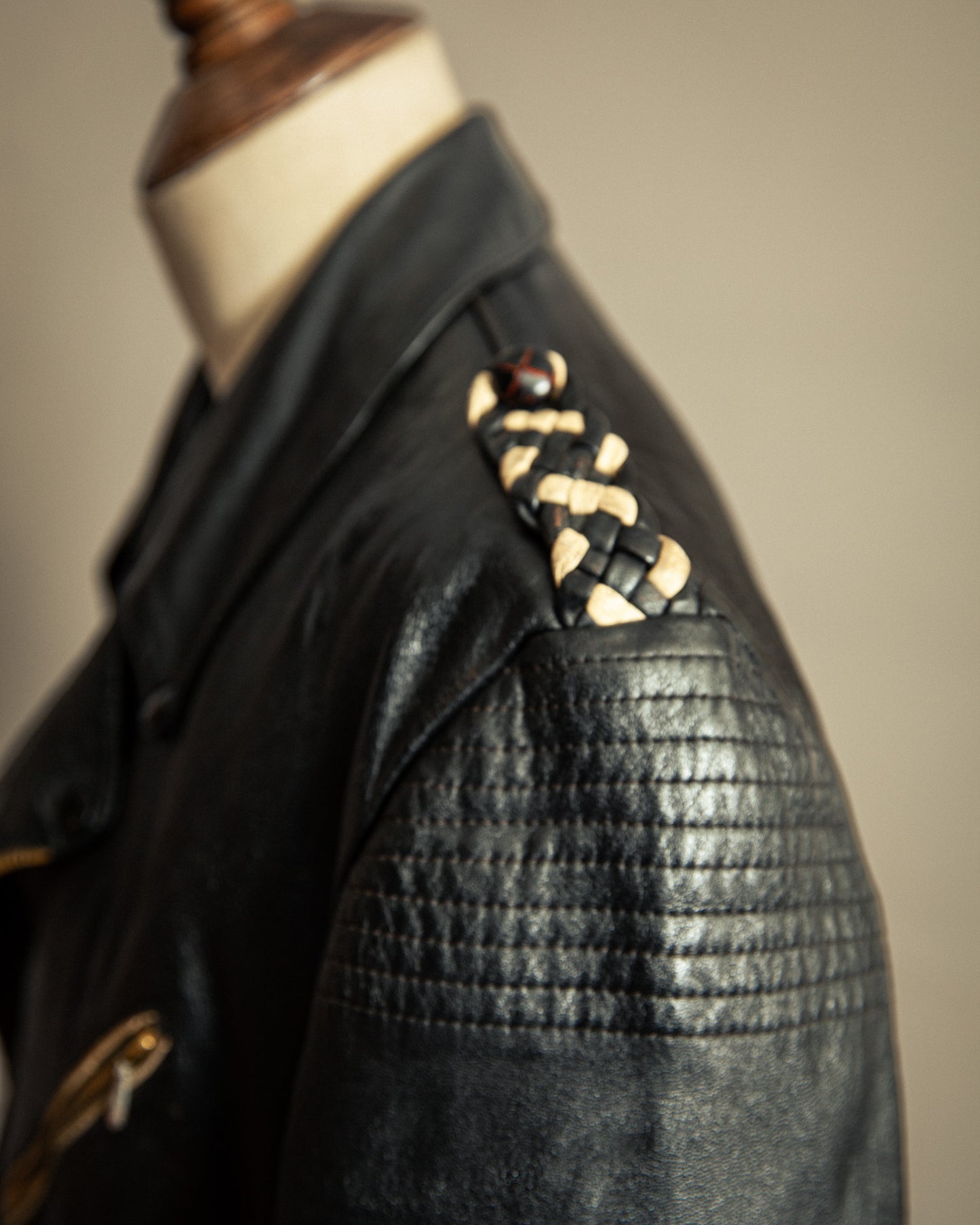 Vintage 1950s German Leather Motorcycle Jacket Large (44)