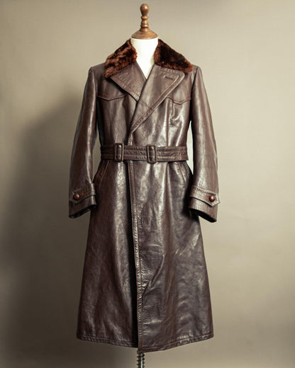 Vintage 1940s German Striwa Leather Trench Coat Medium (42)