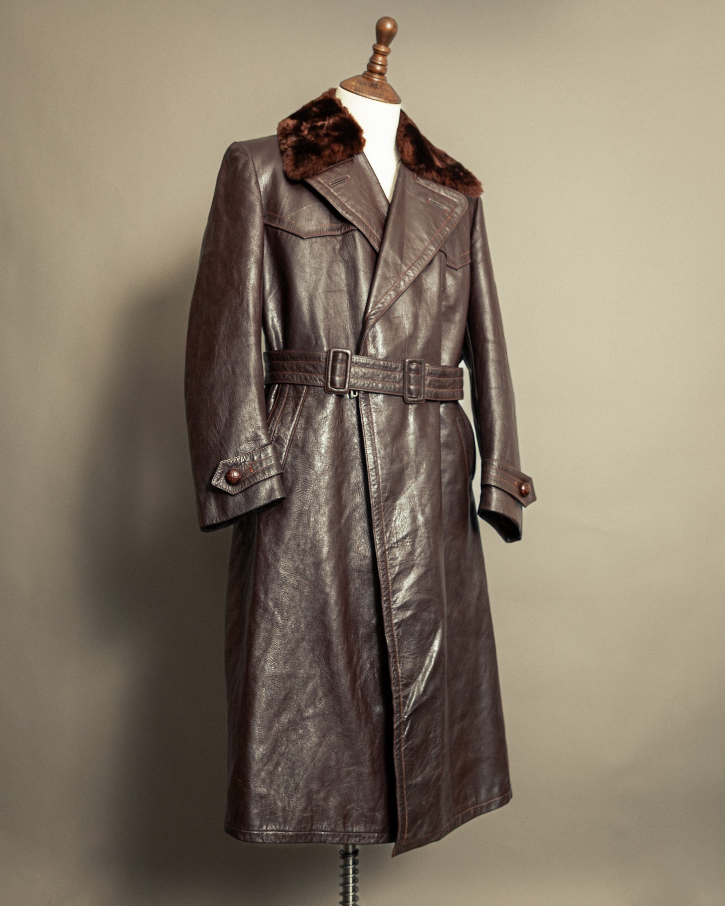 Vintage 1940s German Striwa Leather Trench Coat Medium (42)