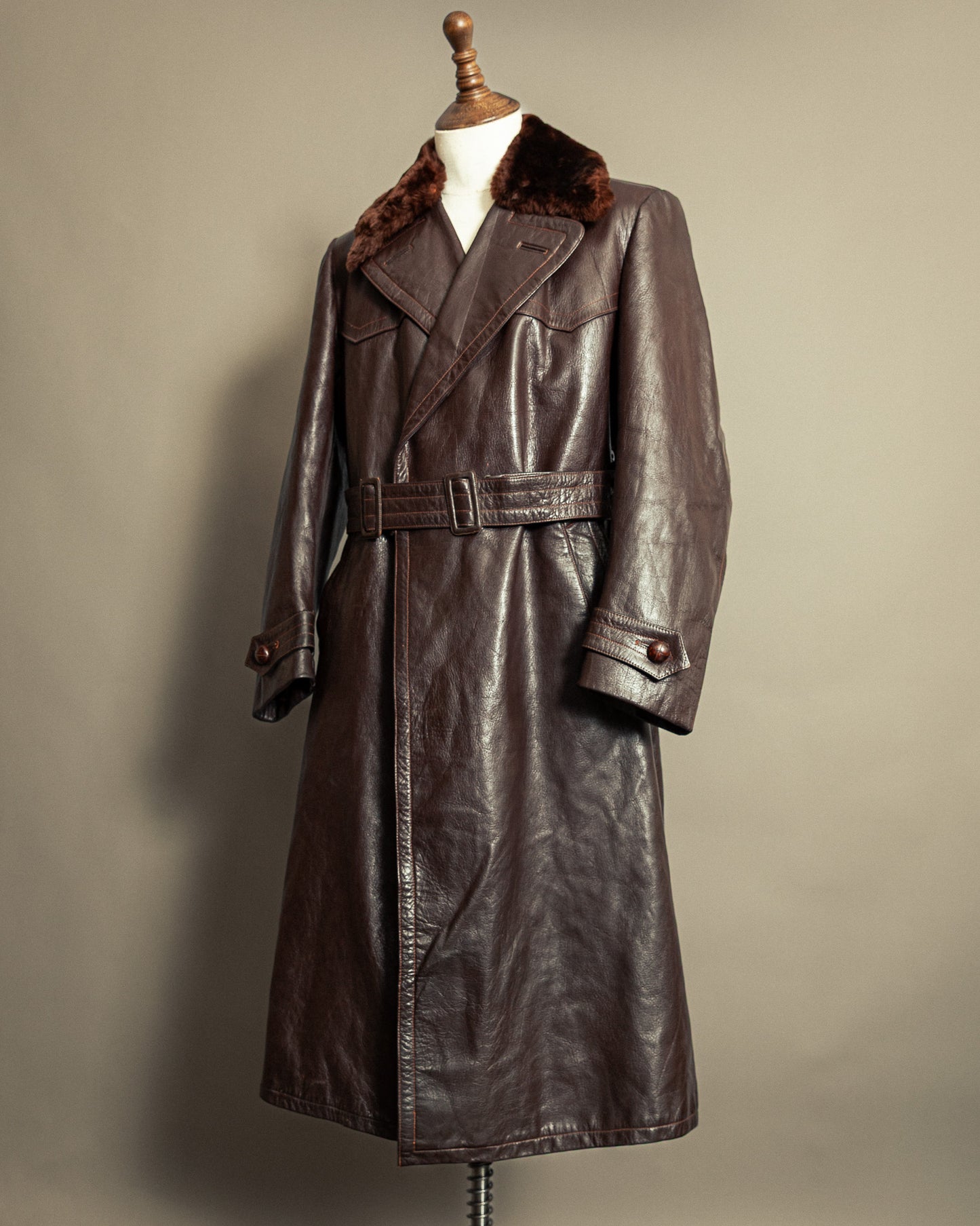 Vintage 1940s German Striwa Leather Trench Coat Medium (42)