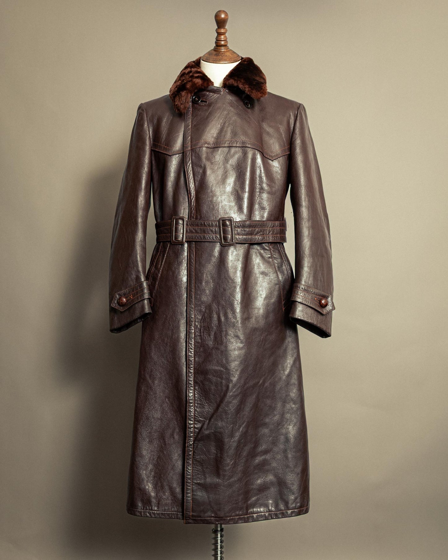 Vintage 1940s German Striwa Leather Trench Coat Medium (42)