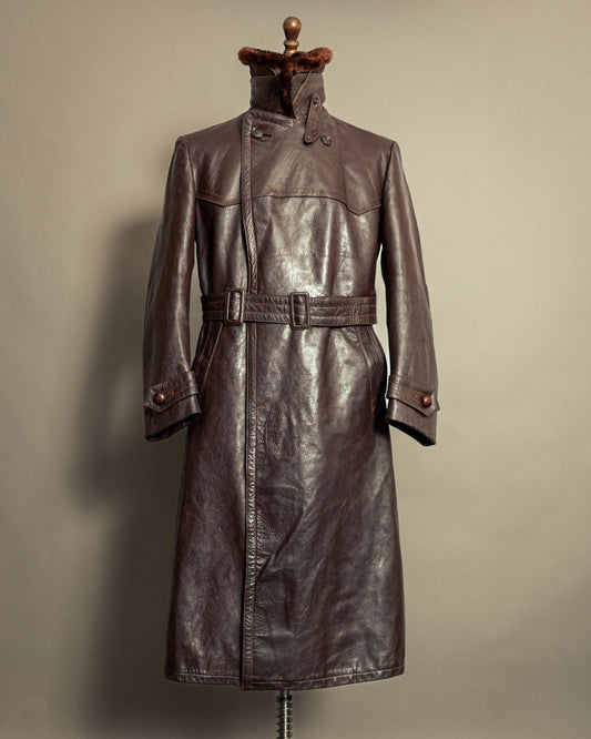 Vintage 1940s German Striwa Leather Trench Coat Medium (42)