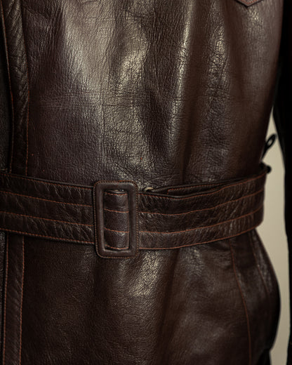 Vintage 1940s German Striwa Leather Trench Coat Medium (42)