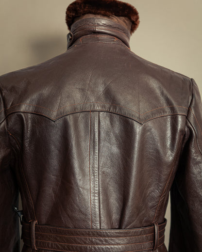 Vintage 1940s German Striwa Leather Trench Coat Medium (42)