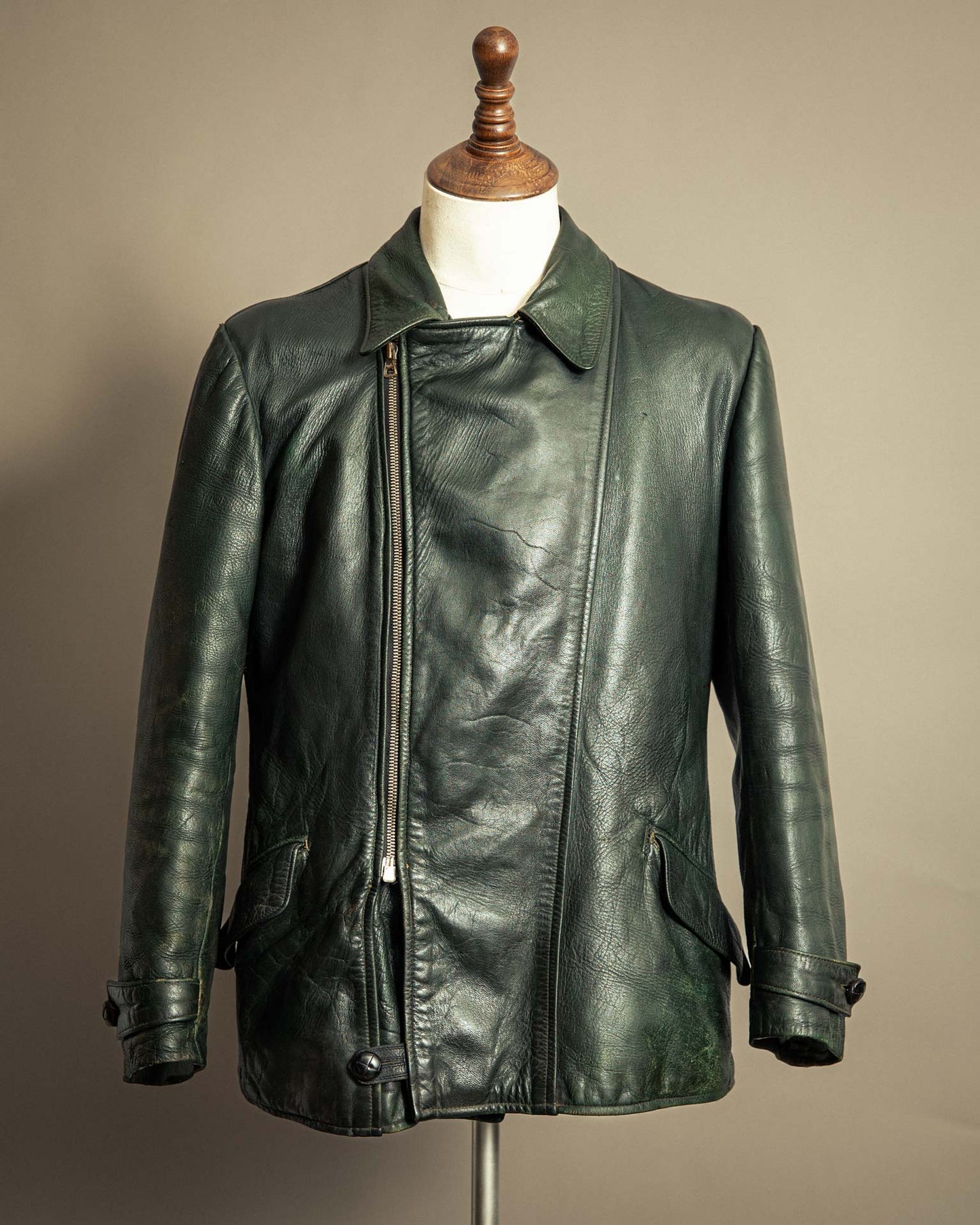 Vintage 1940s Striwa German Goatskin Leather Motorcycle Jacket Medium (42)