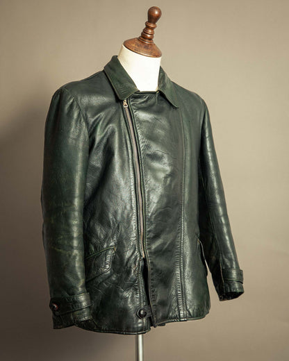 Vintage 1940s Striwa German Goatskin Leather Motorcycle Jacket Medium (42)