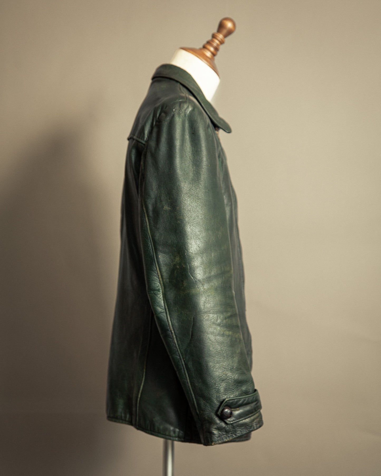Vintage 1940s Striwa German Goatskin Leather Motorcycle Jacket Medium (42)