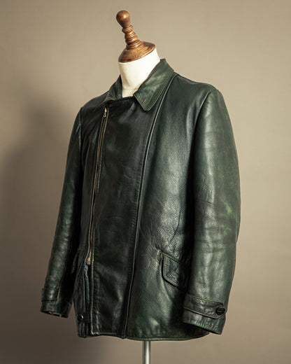 Vintage 1940s Striwa German Goatskin Leather Motorcycle Jacket Medium (42)