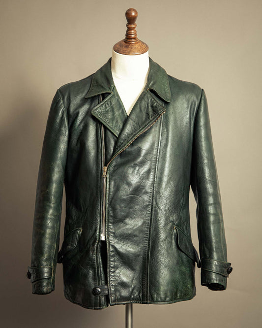 Vintage 1940s Striwa German Goatskin Leather Motorcycle Jacket Medium (42)