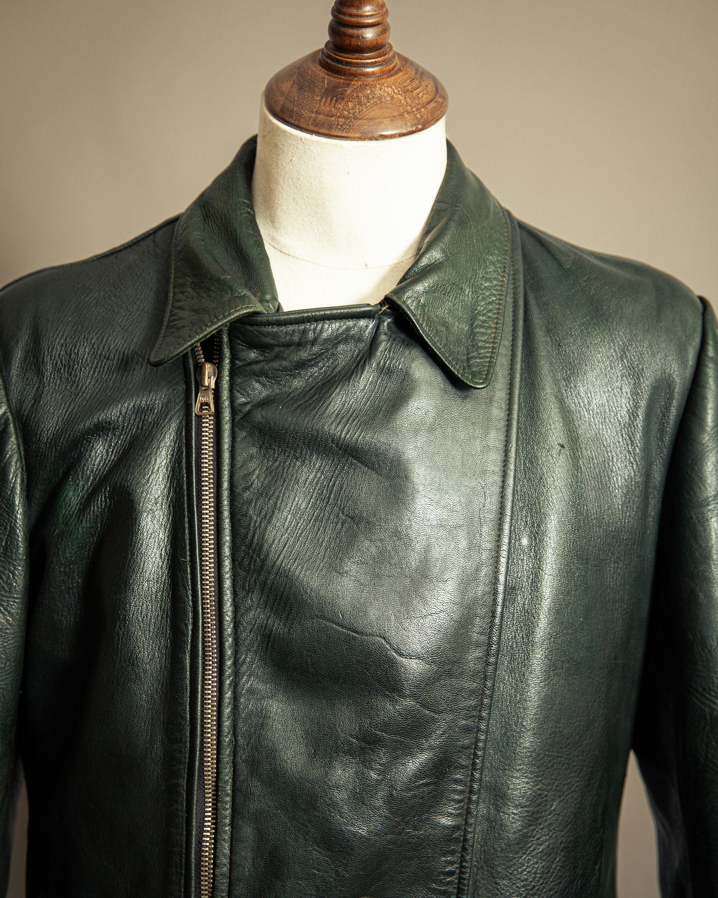 Vintage 1940s Striwa German Goatskin Leather Motorcycle Jacket Medium (42)