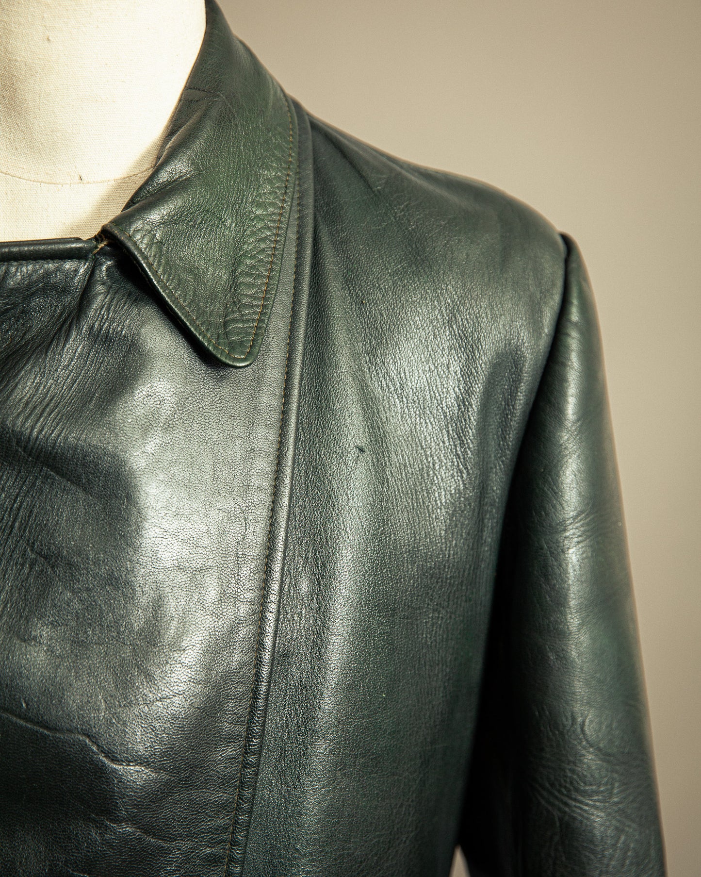 Vintage 1940s Striwa German Goatskin Leather Motorcycle Jacket Medium (42)
