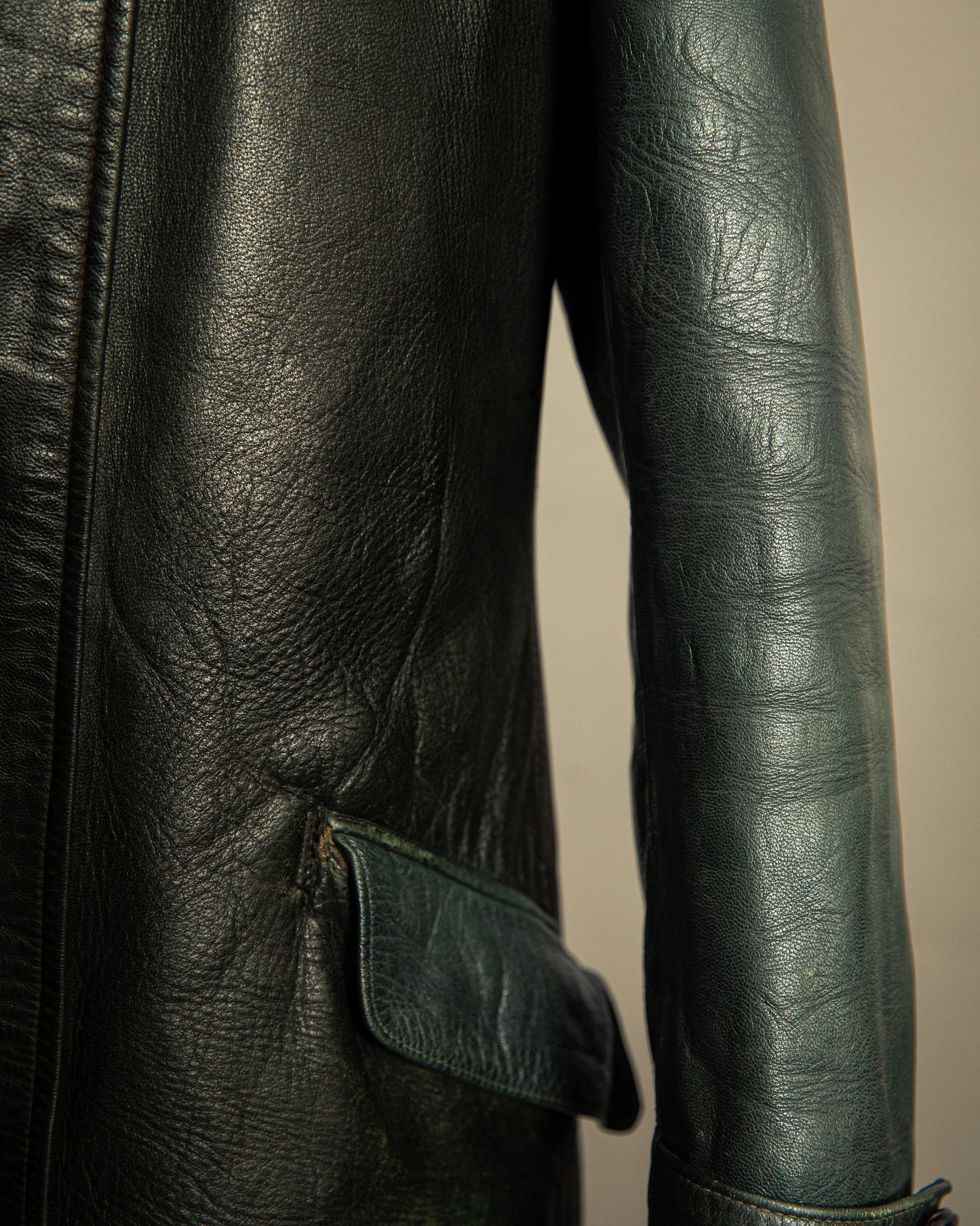 Vintage 1940s Striwa German Goatskin Leather Motorcycle Jacket Medium (42)