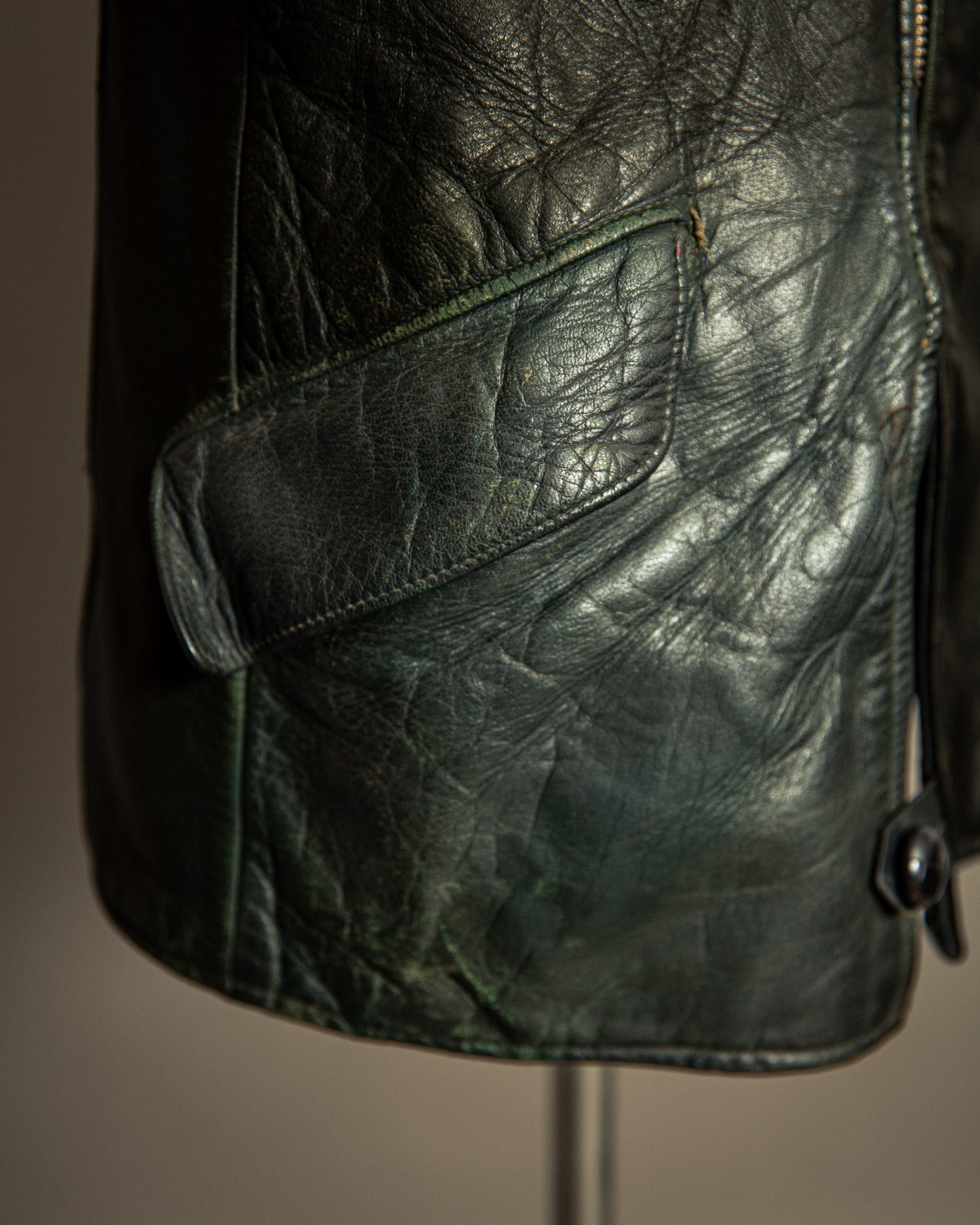 Vintage 1940s Striwa German Goatskin Leather Motorcycle Jacket Medium (42)