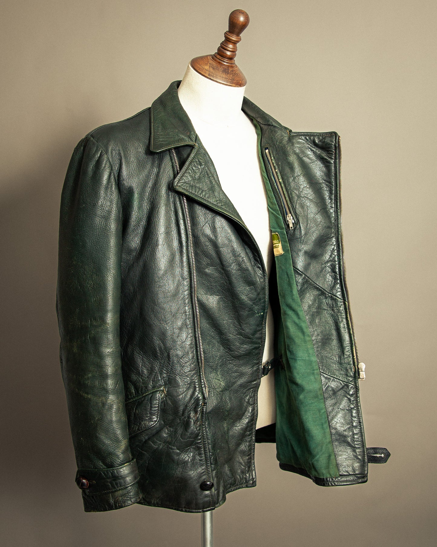 Vintage 1940s Striwa German Goatskin Leather Motorcycle Jacket Medium (42)