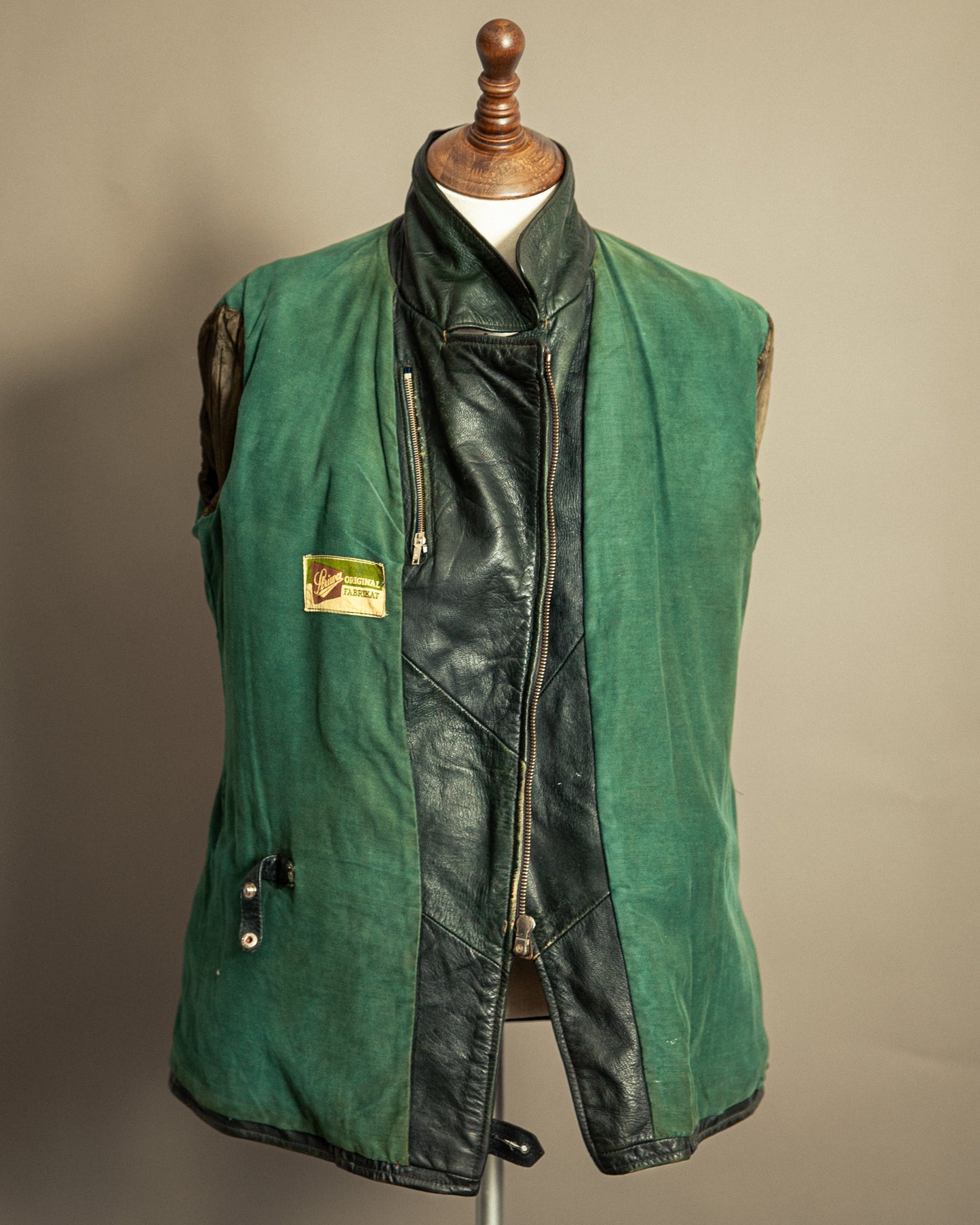Vintage 1940s Striwa German Goatskin Leather Motorcycle Jacket Medium (42)