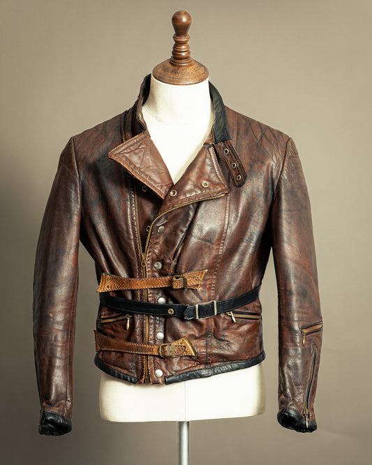 Vintage 1940s German Zipp Leather Motorcycle Jacket Small (38-40)